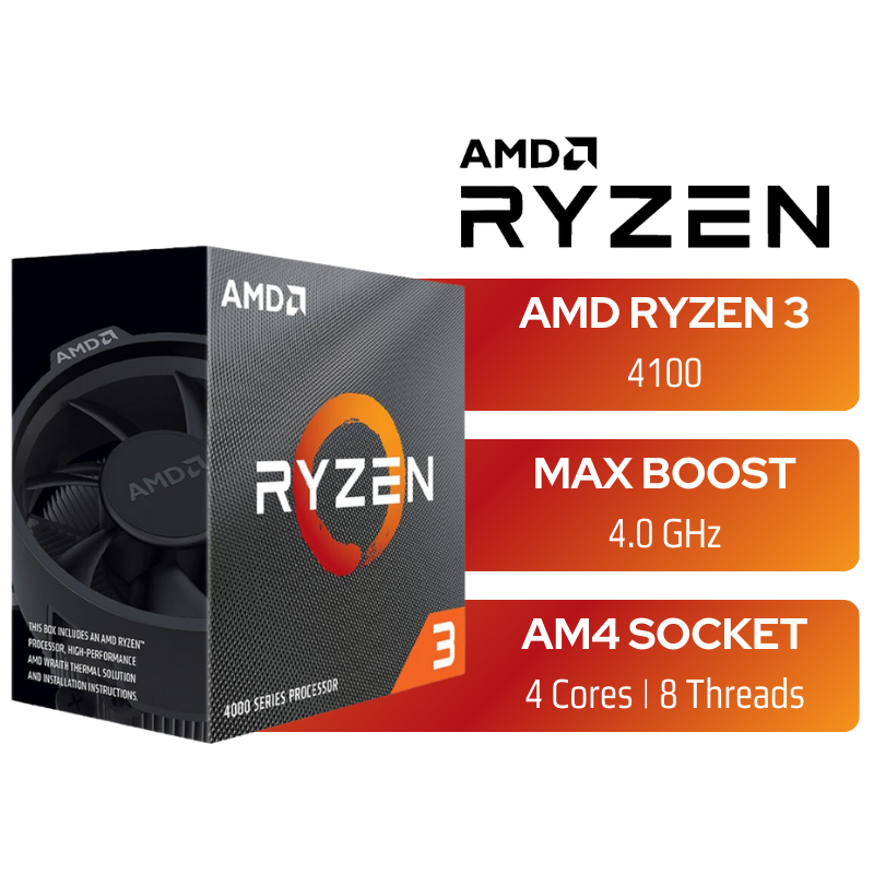 AMD RYZEN 3 4100 4-Core 3.8 GHZ AM4 CPU