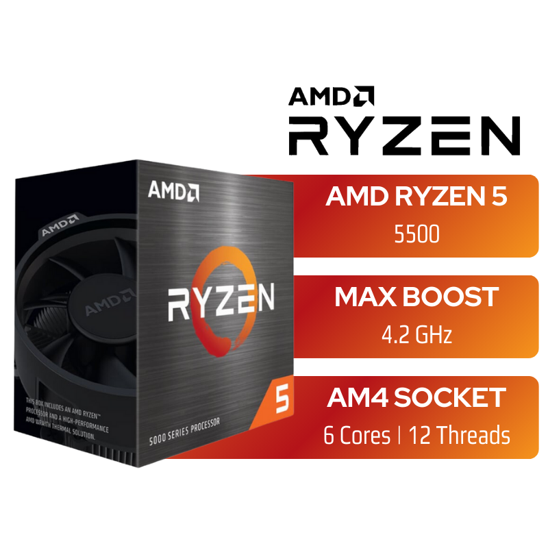 AMD RYZEN 5 5500 6-Core 3.6 GHz AM4 CPU