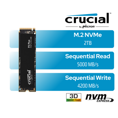 Crucial P3 Plus 2TB M.2 NVMe 3D NAND SSD