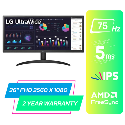 LG 26″ IPS Panel Ultra-wide Monitor – 75Hz