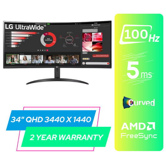 LG 34″ Curved VA HDR WQHD Monitor – 100Hz