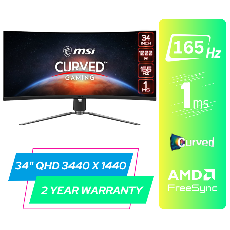 MSI MPG ARTYMIS 343CQR 34″ Curved Gaming Monitor – 165Hz